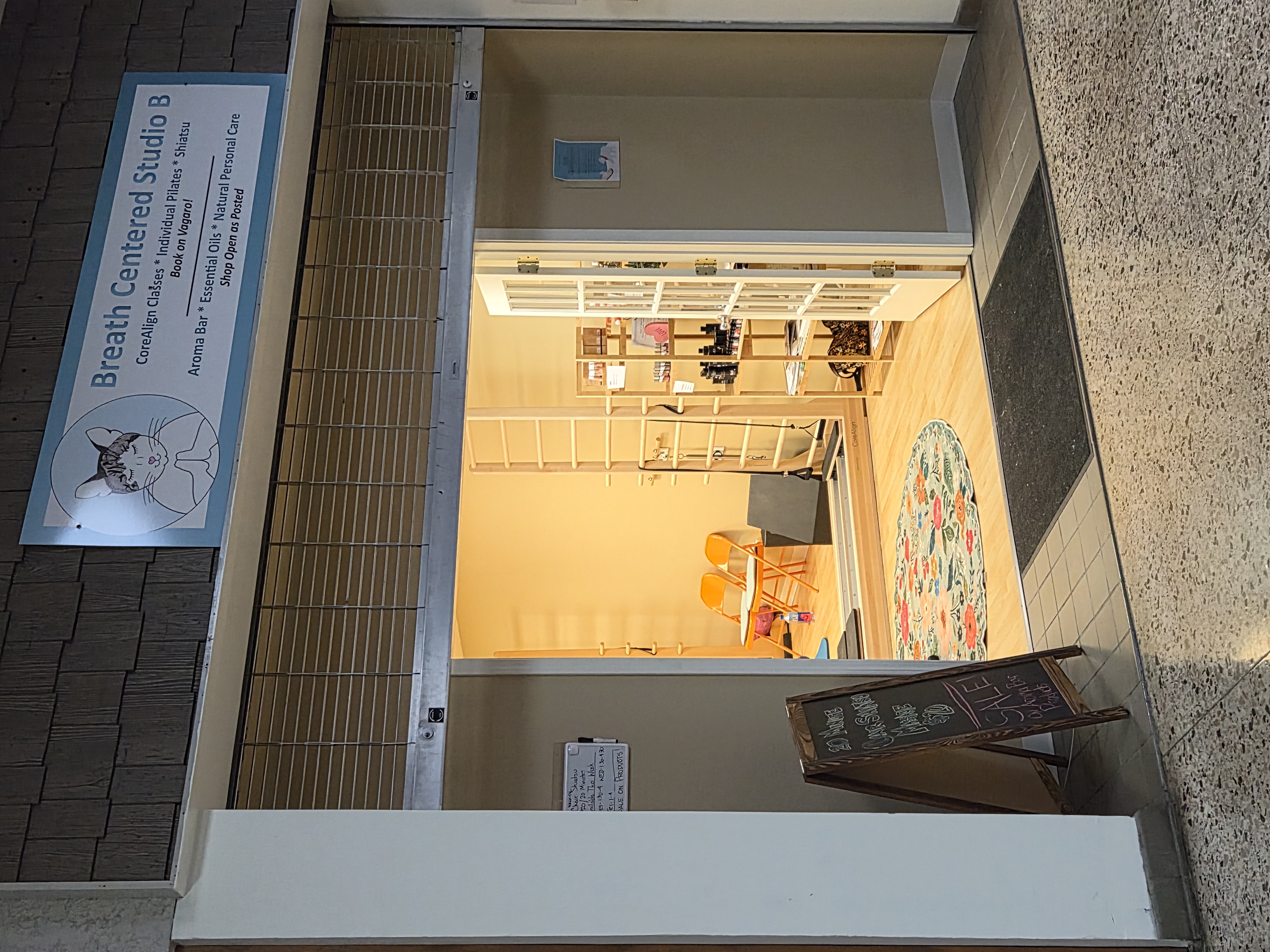 Breath Centered Studio B entrance at Green Bag Road Shopping Center