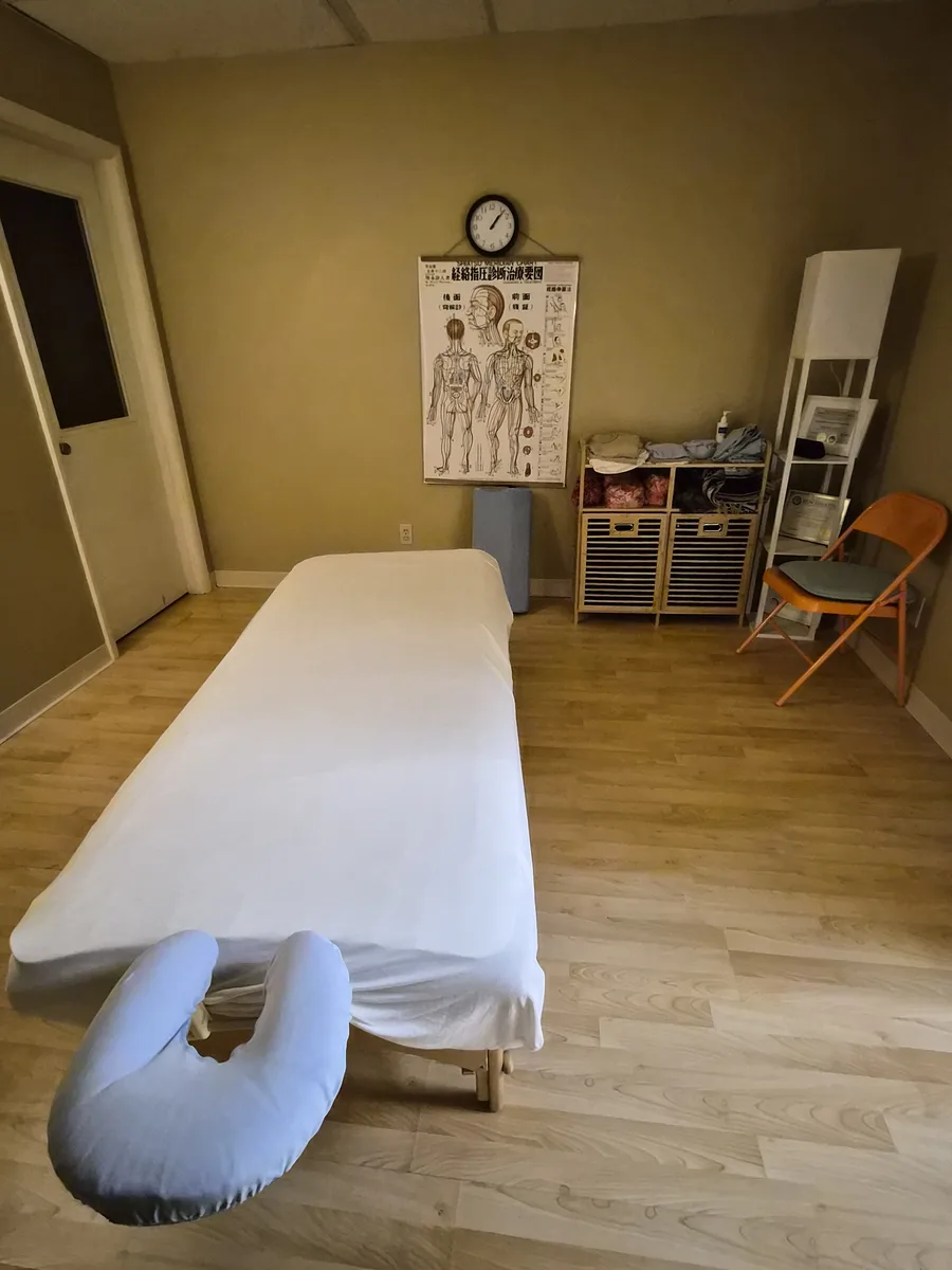Shiatsu treatment room at Breath Centered — clothed bodywork session