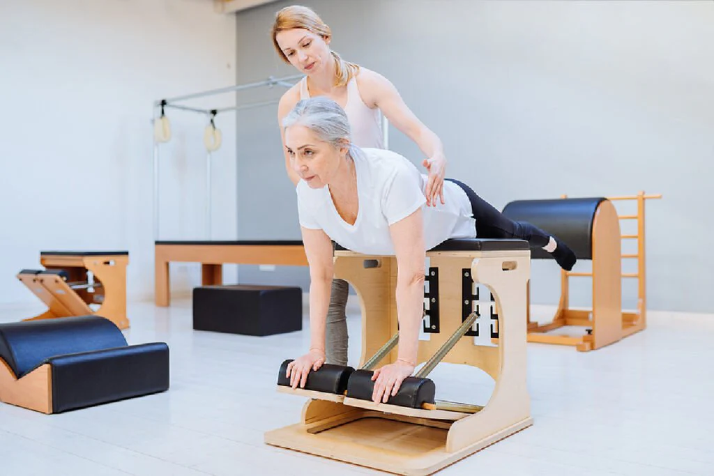 Seniors Pilates mat, chair and tower class